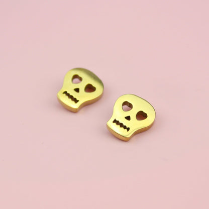 Skull Stud Earrings (Gold Plated)