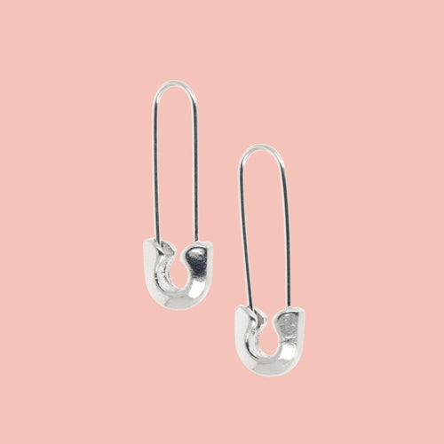 Small Safety Pin Earrings (Silver Plated)