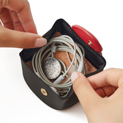 Top-Grain Leather Mini Wallet with a Hint of Heartüíù