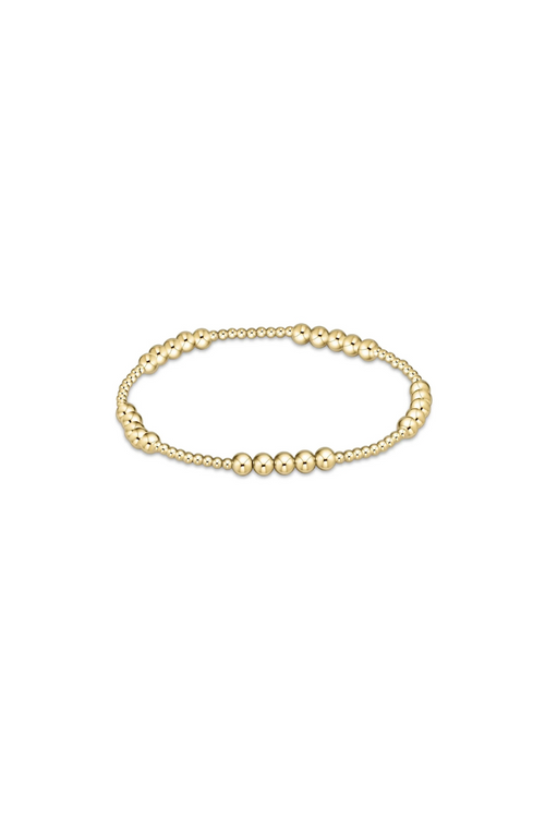 Classic Blissful Pattern 2mm Bead Bracelet - 4mm Gold