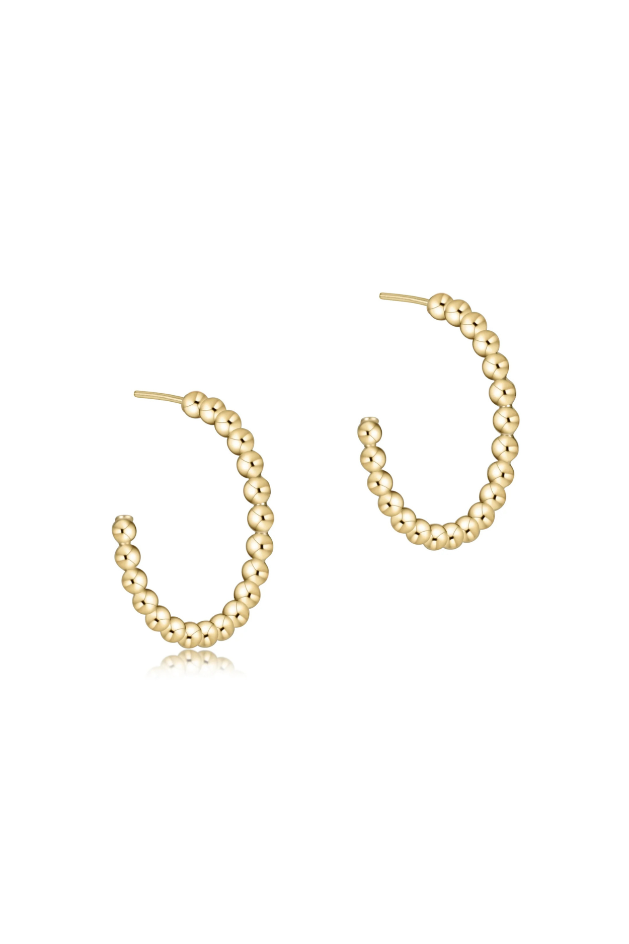 Beaded Classic 1.25” Post Hoop - 3mm Gold
