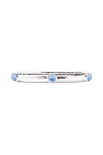 Catalina Hinge Bangle - Iridescent Chalcedony Blue