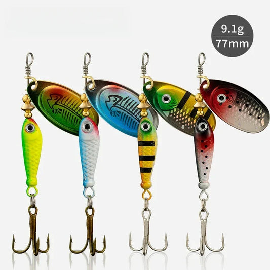 9g Rotating Spoon Fishing Lure – Metal Spinner with Triple Hook for Bass & Carp