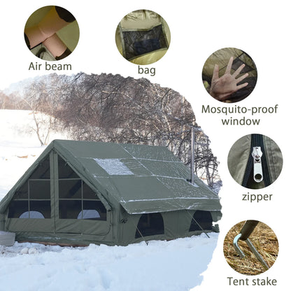 PAKICETUS Inflatable Camping Tent – 4-8 Person Portable 4-Season Waterproof Tent with Windows