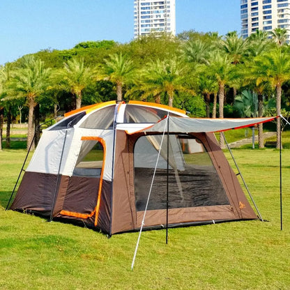 Spacious 6-14 Person Family Cabin Tent with 3 Doors & 3 Mesh Windows for Waterproof Outdoor Adventures