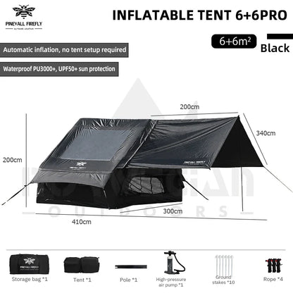 King-size inflatable family camping tent for 3 to 6 people with premium weatherproofing and spacious interior with large skyligh