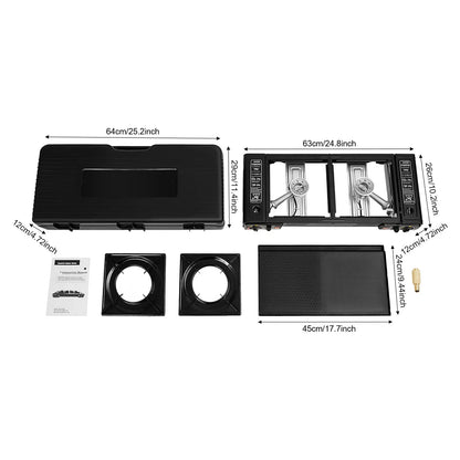 2500W Portable Camping Stove 2 Burners Camping Stove with Baking Tray&Portable Case use  Butane or LPG Home Application Outdoor