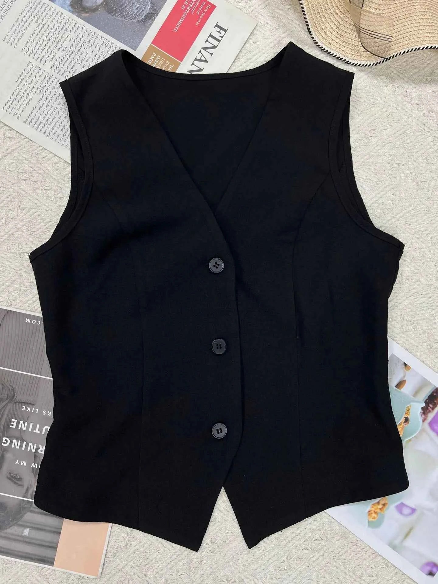 2026 women's clothing V-neck sexy slim vest