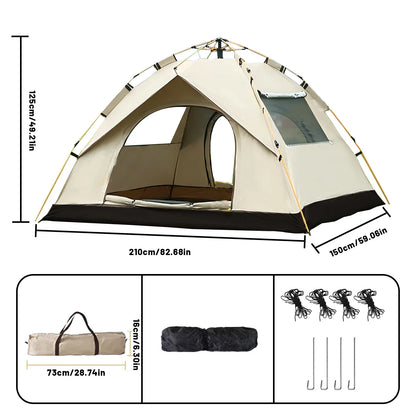 Instant Golden Pop-Up Tent – Portable 3-4 Person Sun & Rain Shelter for Beach & Camping