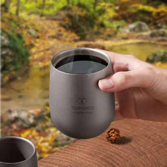 Double-Wall Insulated Titanium Camping Cup – 120ml & 240ml, Hot & Cold