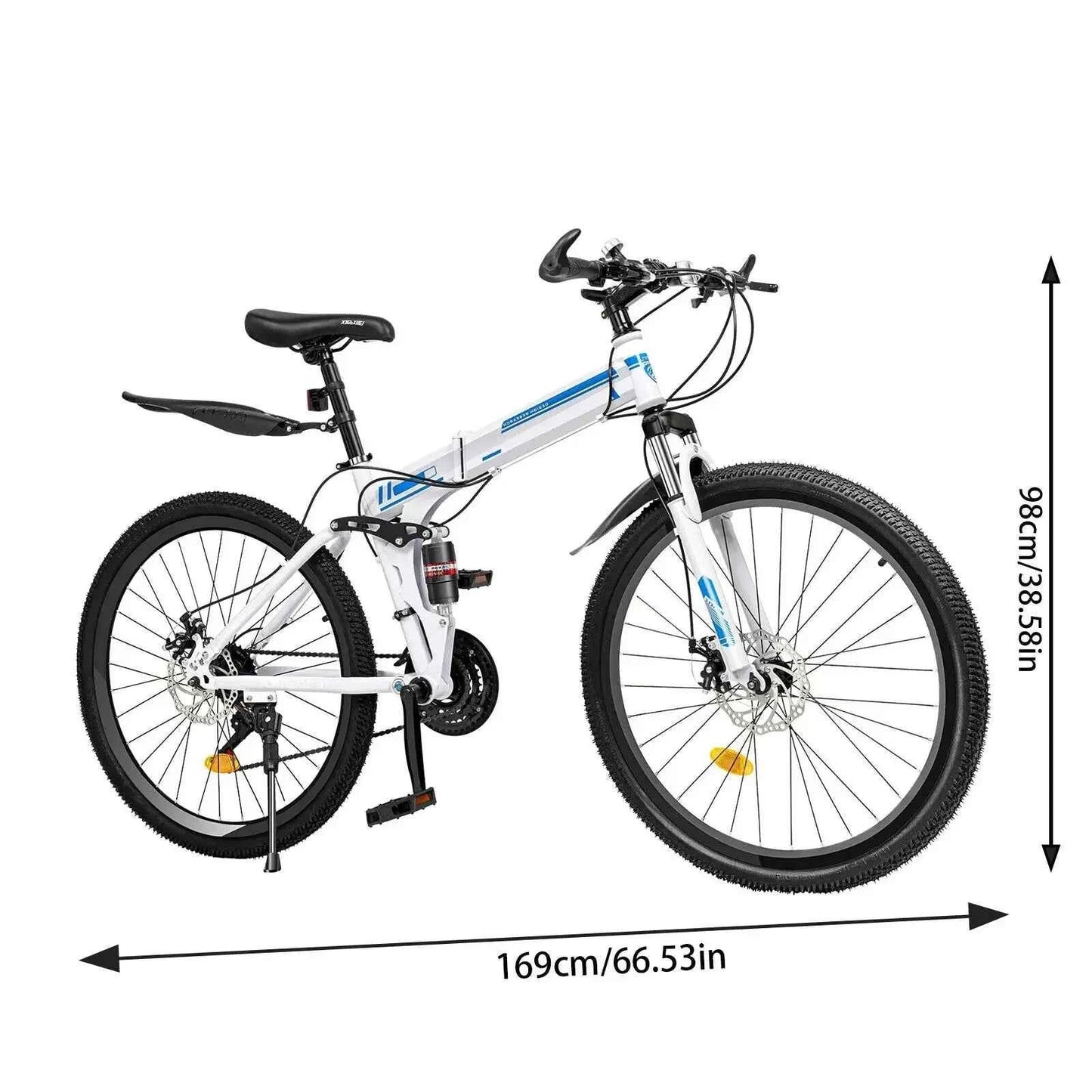 26" Folding Mountain Bike 21-Speed Dual Disc Brakes Men's MTB for Commuting Outdoor Sports