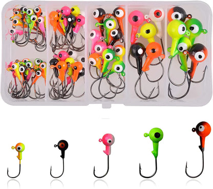 Round Ball Jig Head Hooks – High-Carbon Steel, Worm & Hard Bait Jigs, 43 to 130 Pieces