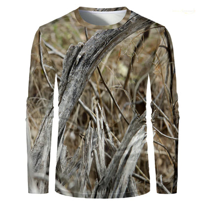 Men's 3D Camo Hunting Long Sleeve T-Shirt – Breathable Quick-Dry Tee