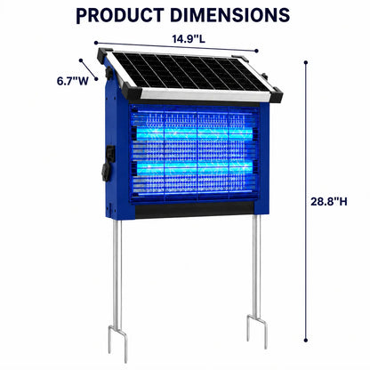 Solar Bug Zapper Outdoor Waterproof, 4500V High Power Cordless Mosquito Zapper, Dual Solar & USB Rechargeable for Patio Garden