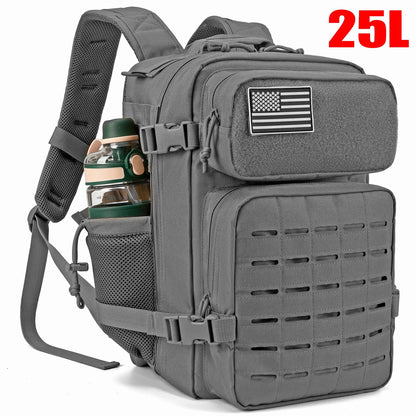 Men's Tactical Survival Backpack – Laser Cut MOLLE with Dual Cup Holders
