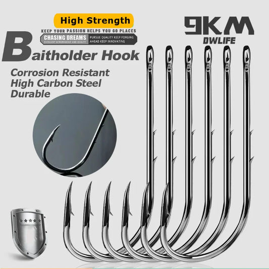 9KM Baitholder Fishing Hooks Sea Barbed Long Shank Beak Hook Live Bait Holder Fishing Worm Hooks