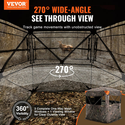 270° See-Through Ground Hunting Blind – 1-2 Person, Pop-Up, Waterproof, 55" or 58"