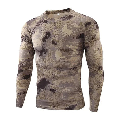 Men's 3D Camo Print Long Sleeve T-Shirt – Casual Hunting Pattern Loose Tee