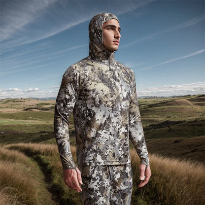 Camo Hunting Hoodie with Face Mask – Lightweight Pullover for Fishing & Outdoor Use