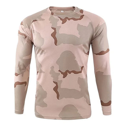 Men's 3D Camo Print Long Sleeve T-Shirt – Casual Hunting Pattern Loose Tee