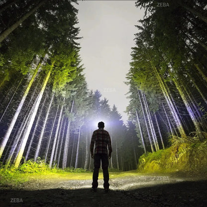 Super Bright Headlamp with Dual Laser & Motion Sensor – USB Rechargeable 18650 Torch for Fishing, Running & Fog