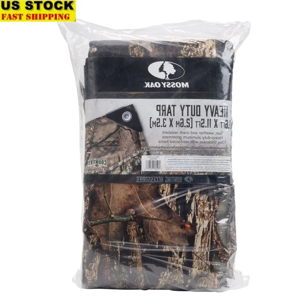 Waterproof Hunting Camo Tarp – 8.6ft x 11.5ft, PE Tarpaulin, Reinforced Corners & Grommets
