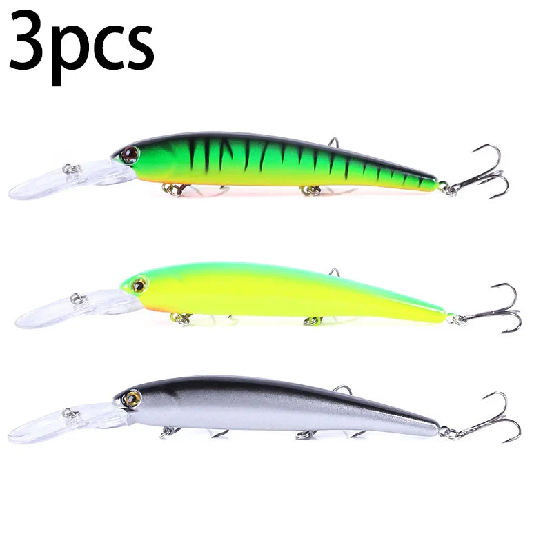 Deep Diving Minnow Wobbler Lure – 16.5cm, 21g, 2.5-4.5m Depth, Bass Pike Perch, 3 Colors