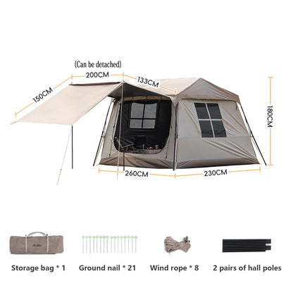 3-4 Person Automatic Cabin Camping Tent – Quick Setup, 150D Oxford, 2000-3000mm Waterproof