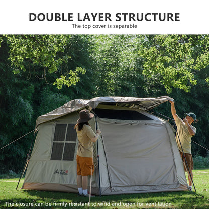 3-4 Person Automatic Cabin Camping Tent – Quick Setup, 150D Oxford, 2000-3000mm Waterproof