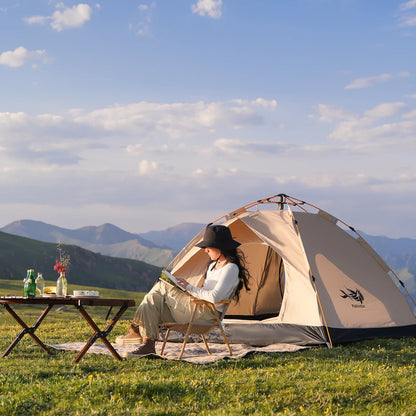 Instant Golden Pop-Up Tent – Portable 3-4 Person Sun & Rain Shelter for Beach & Camping