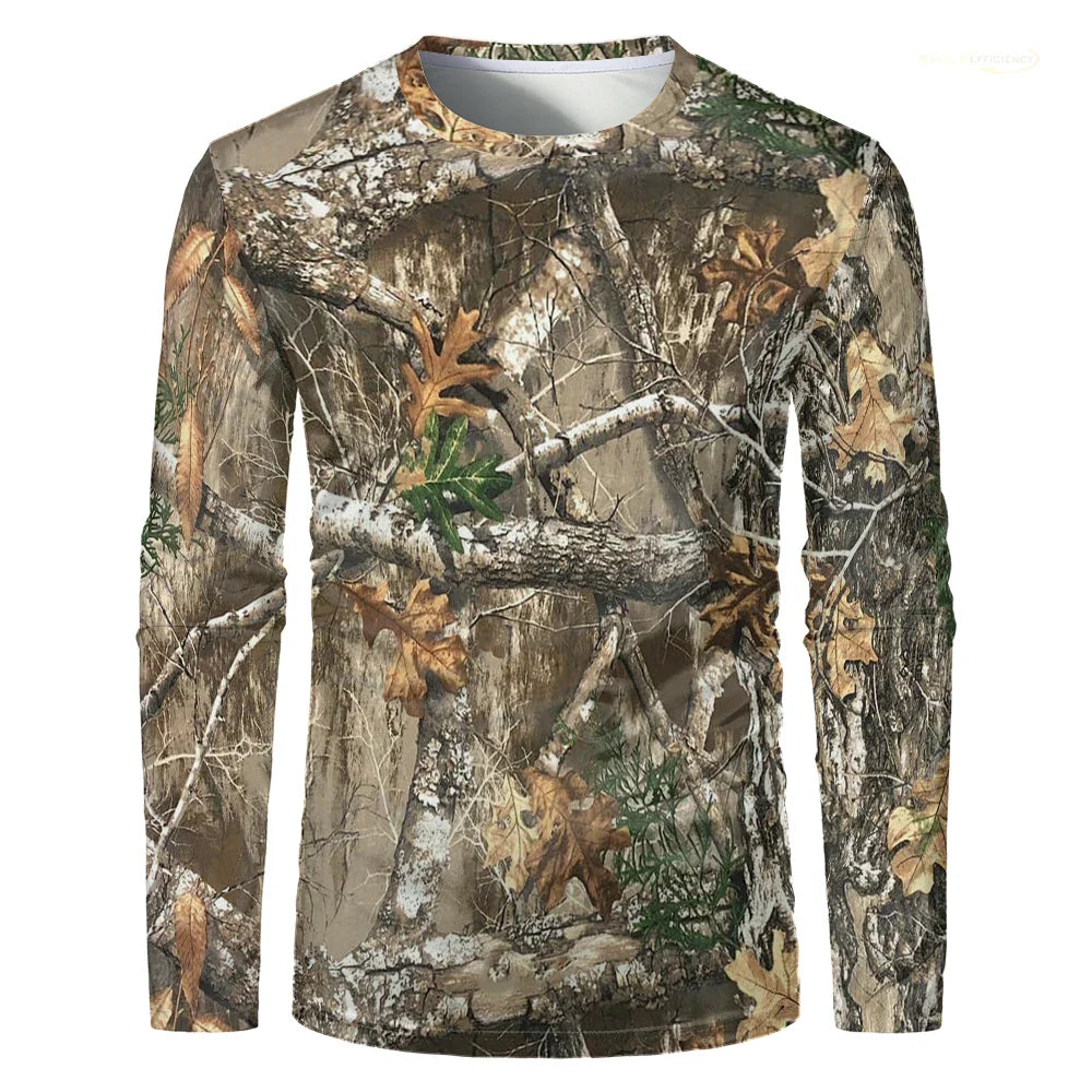 Men's 3D Camo Hunting Long Sleeve T-Shirt – Breathable Quick-Dry Tee