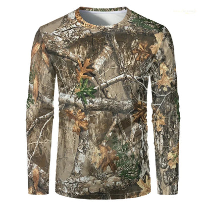 Men's 3D Camo Hunting Long Sleeve T-Shirt – Breathable Quick-Dry Tee