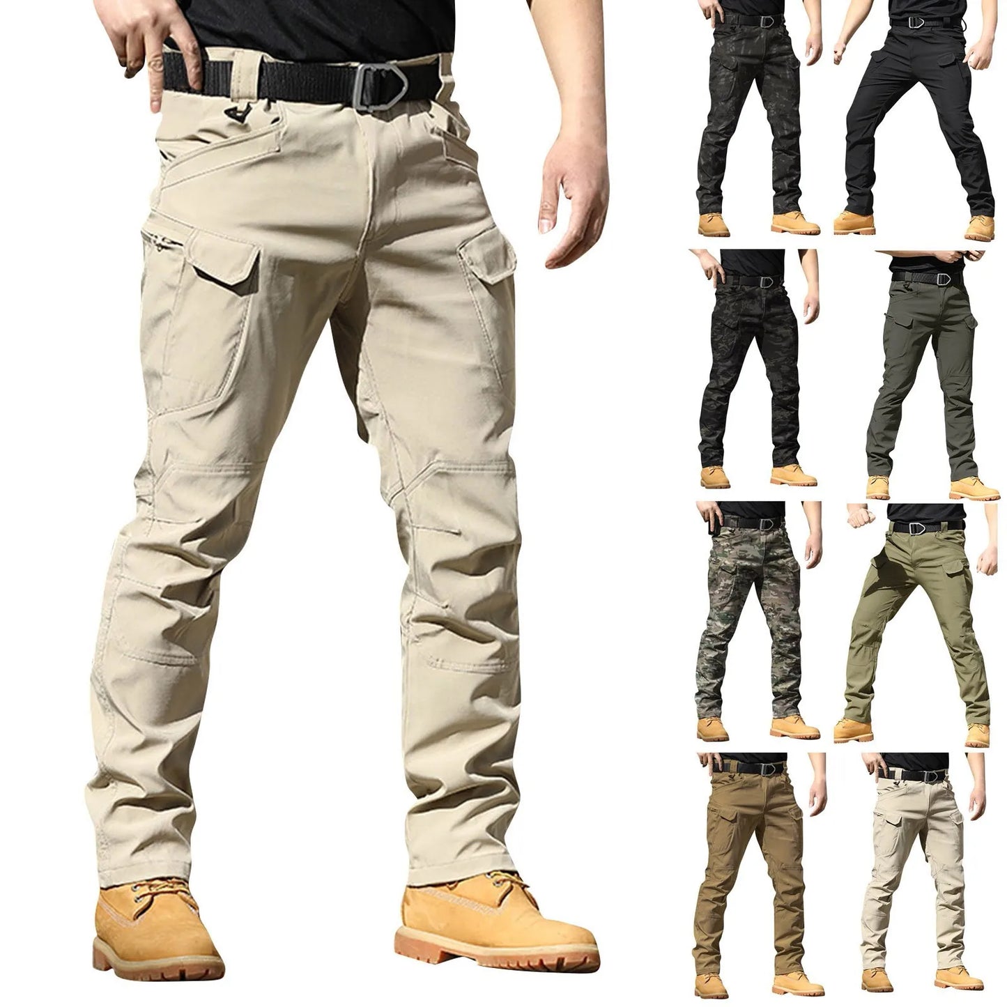 Men's Multi-Pocket Camo Cargo Pants – Tactical Overalls, 8 Colors, M-XXXL