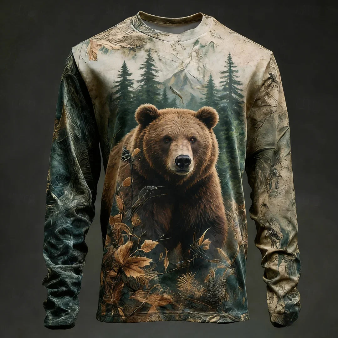 Men's Camo Deer Print Long Sleeve Shirt – Hunting & Outdoor Graphic Tee