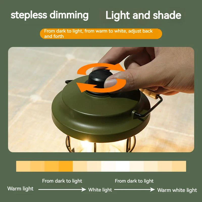 Retro Camping Lantern – USB Rechargeable Portable Tent Light for Camping & Outdoor Use