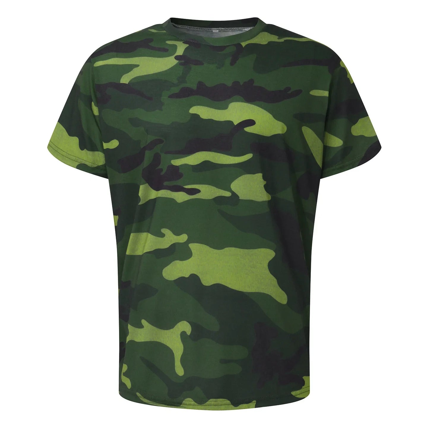 Men's Camouflage T-Shirt – Short Sleeve, Round Neck, Polyester, 4 Colors, XL-5XL