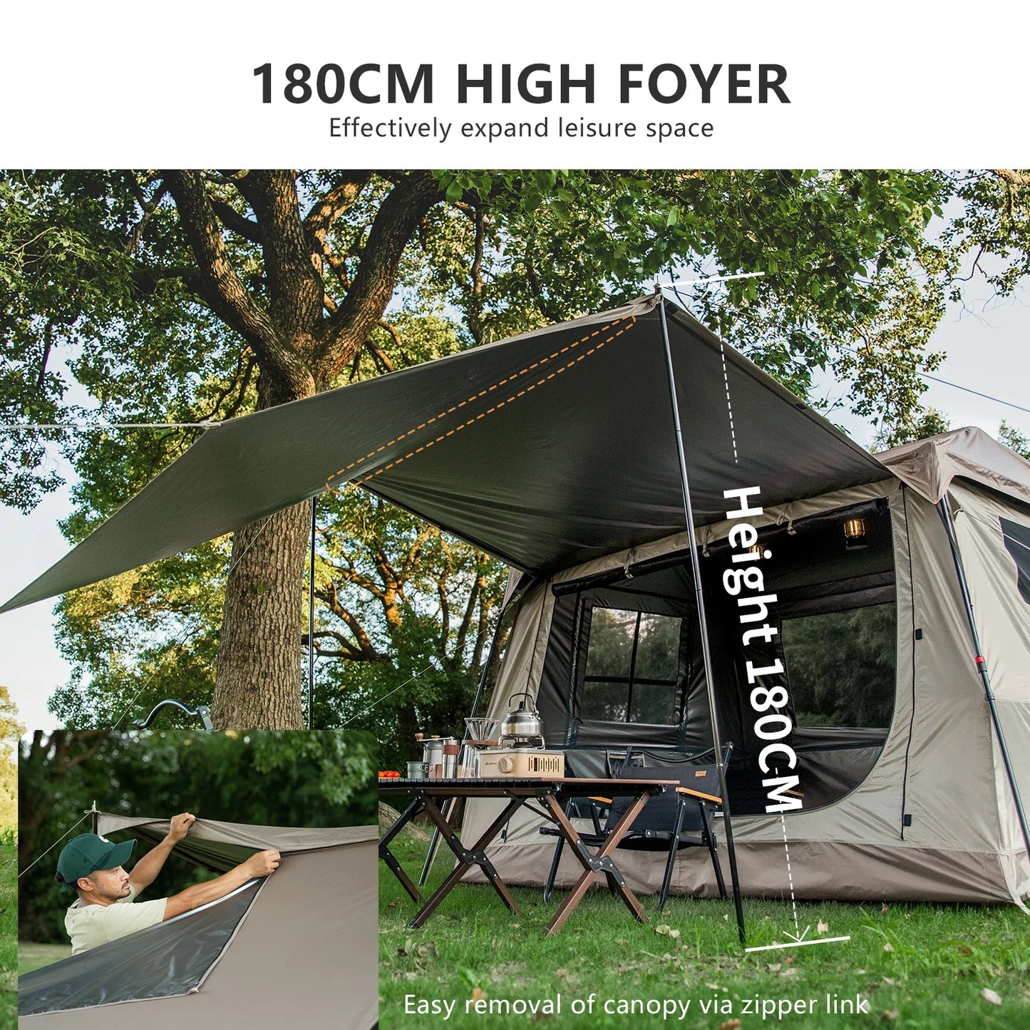 3-4 Person Automatic Cabin Camping Tent – Quick Setup, 150D Oxford, 2000-3000mm Waterproof