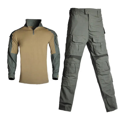 Men's Camo Cargo Pants & Hiking Shirt Set – Cotton Blend, 10 Colors, Sizes S–XXXL