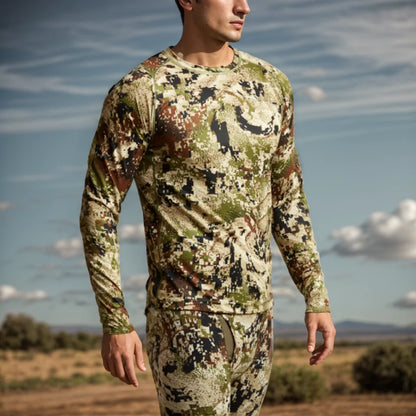 Men's Long Sleeve Camo Hunting & Fishing Pullover – Anti-Bacterial, Quick-Dry, Sizes M–XXXL
