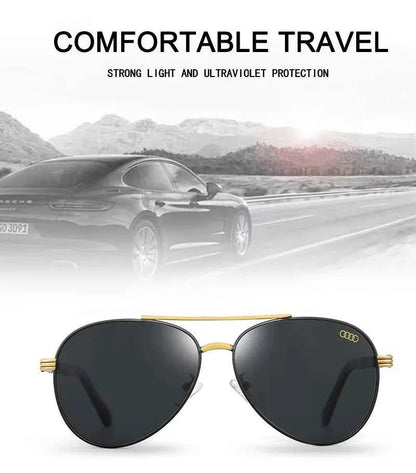 Audi UV400 Polarized AntiGlare Retro Flight Sunglasses Glasses for Motorcycle Classic FrogEye Outdoor Glasses Men Women 501