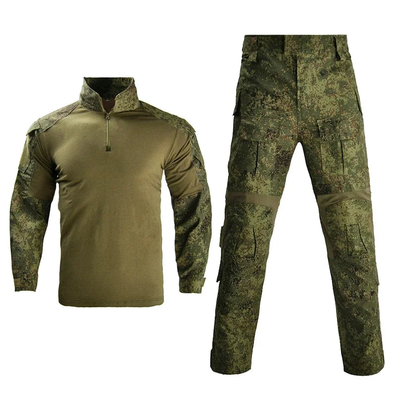 Men's Camo Cargo Pants & Hiking Shirt Set – Cotton Blend, 10 Colors, Sizes S–XXXL