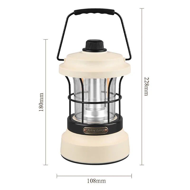 Retro Camping Lantern – USB Rechargeable Portable Tent Light for Camping & Outdoor Use