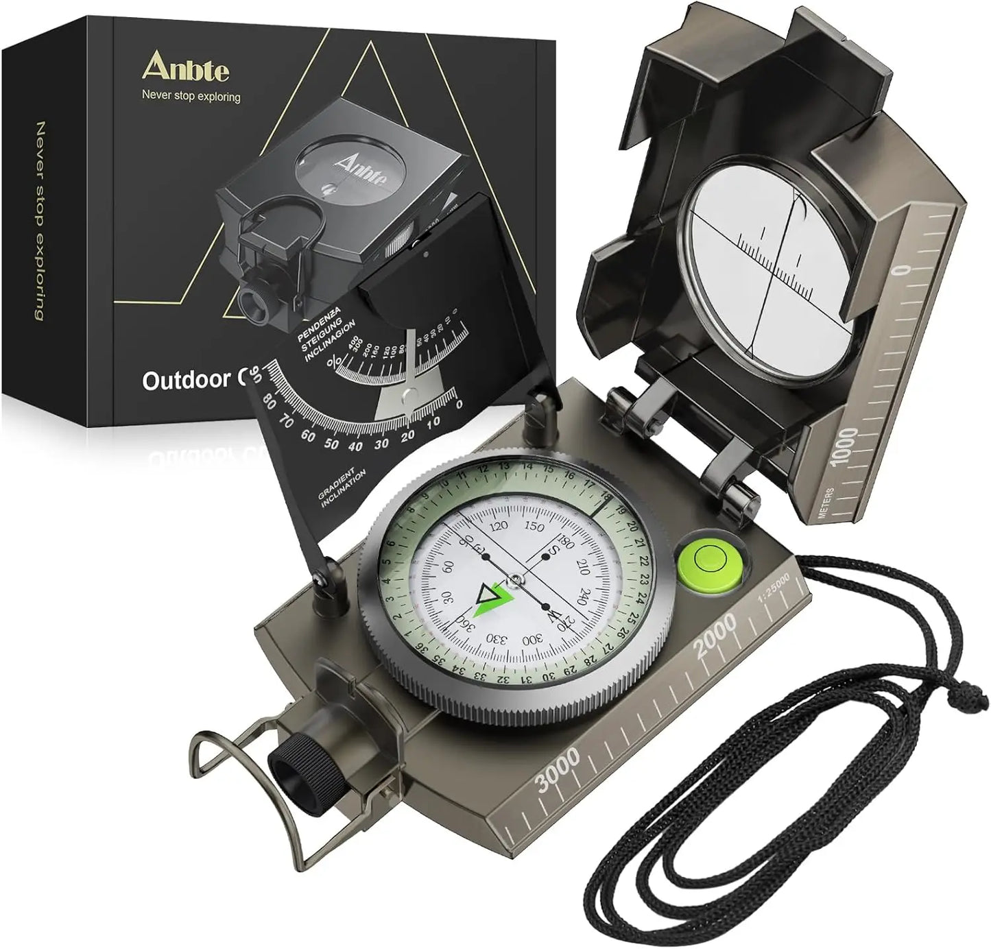 IP65 Waterproof Metal Compass with Clinometer – Precision Navigation for Camping, Hunting & Hiking