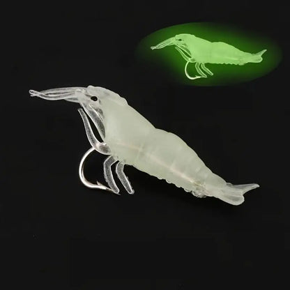 Soft Silicone Shrimp Fishing Lures with Hook – Luminous, Lifelike Action, 10 to 100 Pieces