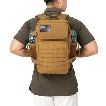Men's Tactical Survival Backpack – Laser Cut MOLLE with Dual Cup Holders