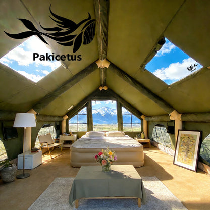 PAKICETUS Inflatable Camping Tent – 4-8 Person Portable 4-Season Waterproof Tent with Windows