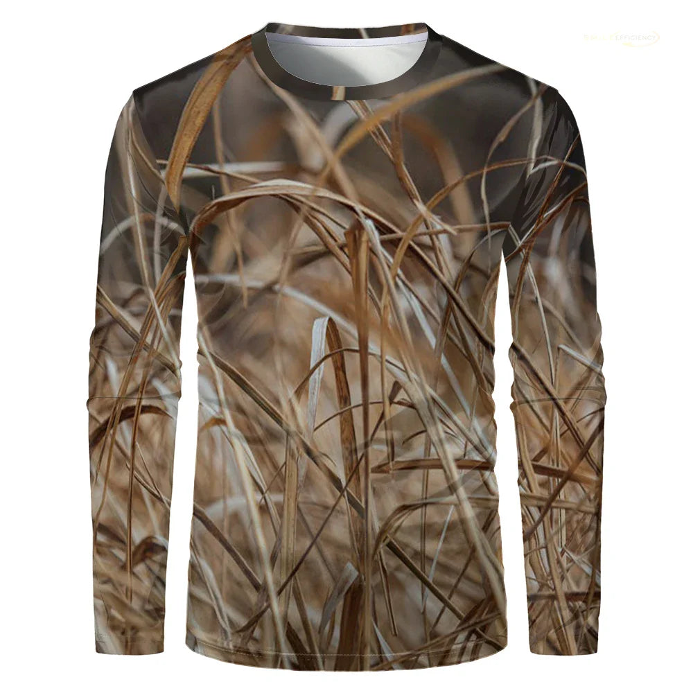 Men's 3D Camo Hunting Long Sleeve T-Shirt – Breathable Quick-Dry Tee