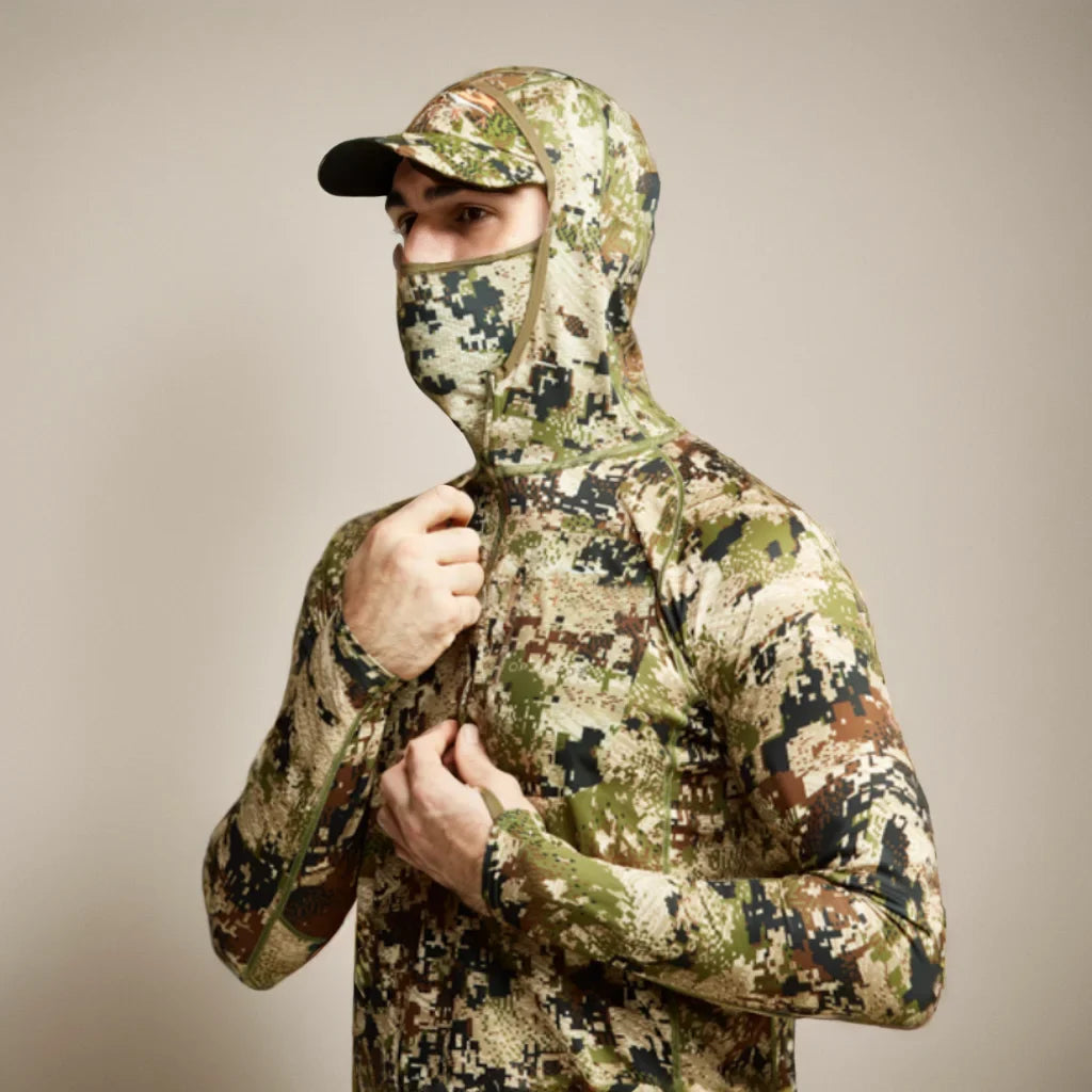 Camo Hunting Hoodie with Face Mask – Lightweight Pullover for Fishing & Outdoor Use