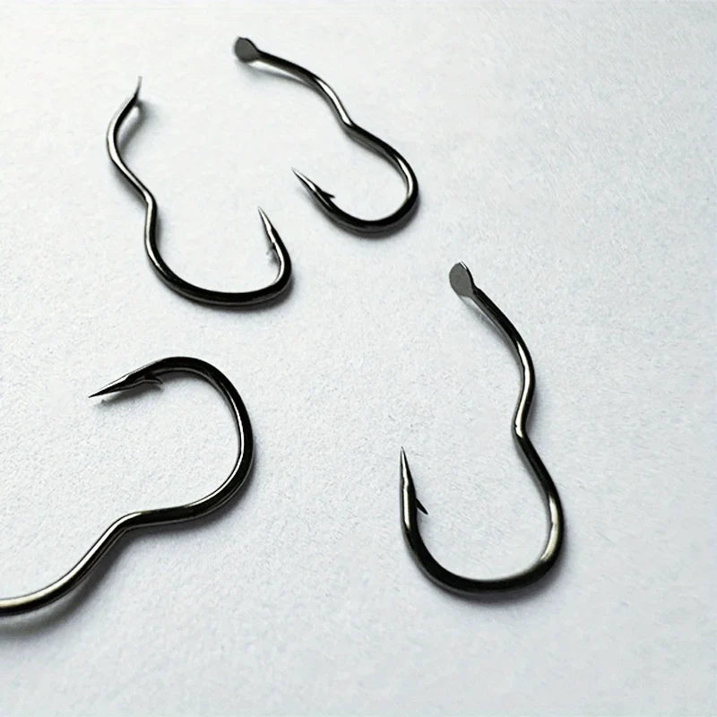Carbon Steel Fishing Hook Set – 300pcs, Sizes 3-12, Barbed Sharp Hooks