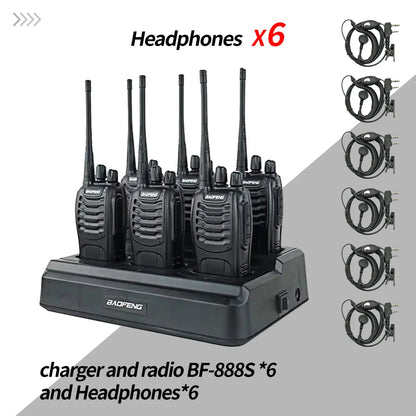 6Pack Baofeng 888S Walkie Talkie UHF Two Way Radio Long Range for Adult Radio Walkie Talkies Portable Transceiver For Handheld